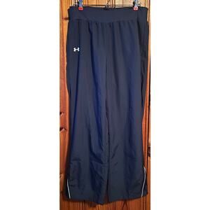 Under Armour Womens track pants Sz L navy blue Elastic Waist Pockets Ankle Zip